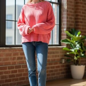 Free People Coral Crew Neck Sweater
